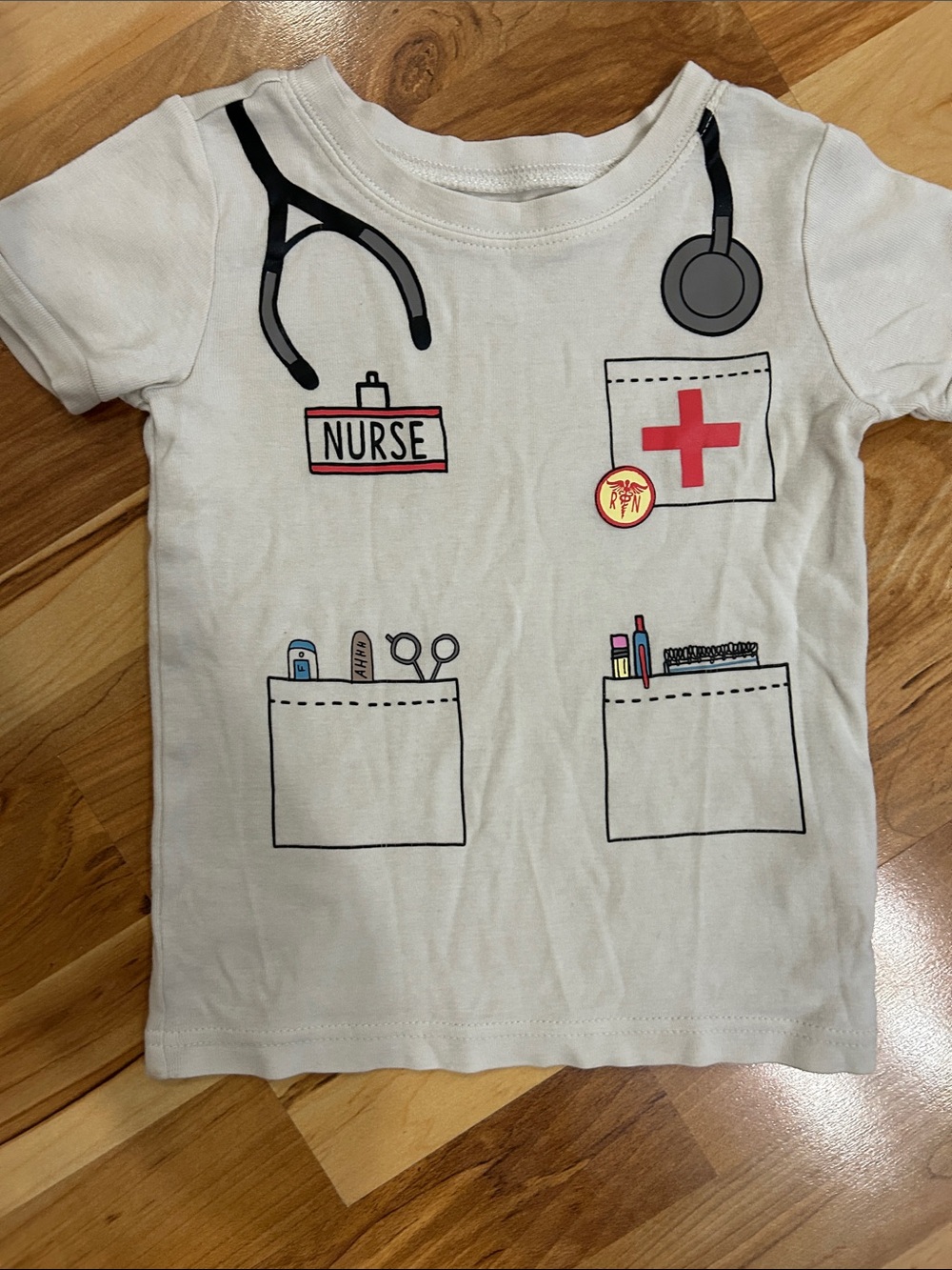 Old Navy White Kids Nurse Graphic Pocket Tee with Red Cross 3 T